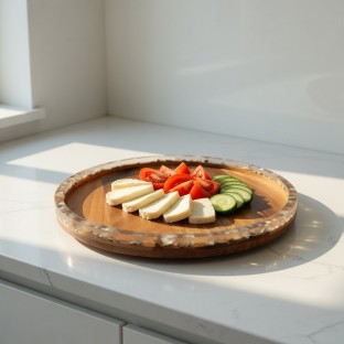 Akasya Epoksi Döner Sunumluk 38 cm  - Mutfak Mutfak Gereçleri Tepsi  $i
