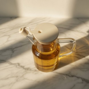 Beyaz Yuvarlak Cam Yağdanlık 1000 ml  - Mutfak Mutfak Gereçleri Yağlık & Yağdanlık & Sürahi  $i