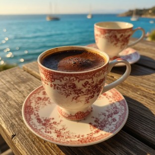 Tüm Ürünler Porselen İkili Kahve Fincanı Kırmızı 