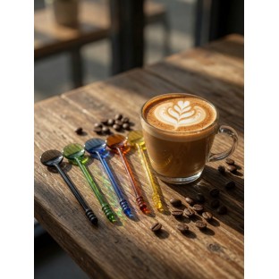 Renkli Cam 6 Latte Kaşığı  - Mutfak Mutfak Gereçleri Pratik Mutfak Gereçleri  $i