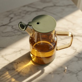 Yeşil Yuvarlak Cam Yağdanlık 1000 ml  - Mutfak Mutfak Gereçleri Yağlık & Yağdanlık & Sürahi  $i