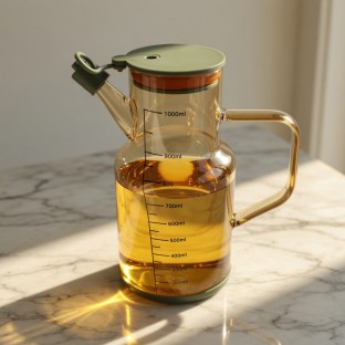 Yeşil Yuvarlak Cam Yağdanlık 1000 ml - Mutfak Mutfak Gereçleri Yağlık & Yağdanlık & Sürahi $i